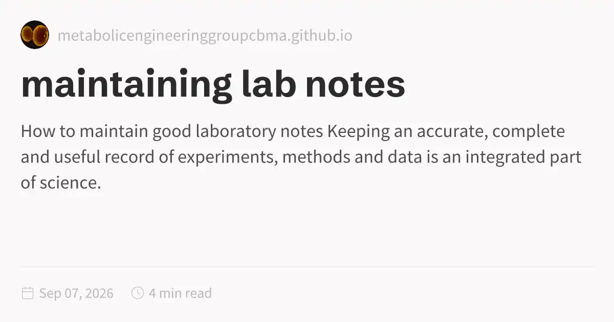maintaining lab notes